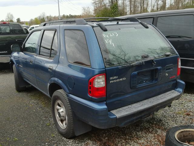 4S2DM58W214343127 - 2001 ISUZU RODEO S BLUE photo 3