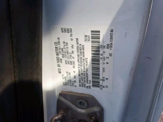 NM0GE9F7XE1153072 - 2014 FORD TRANSIT CO WHITE photo 10