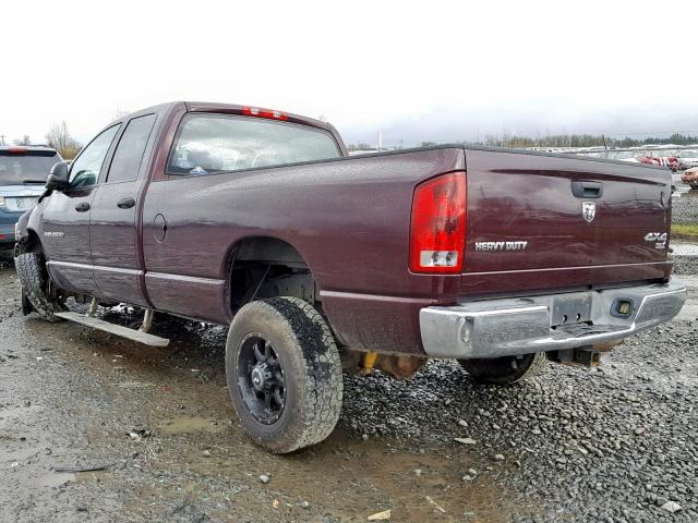 3D7KS28C95G741205 - 2005 DODGE RAM 2500 S მუქწითელი ფოტო 3