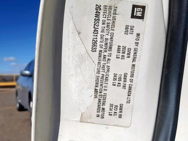 2G4WS52J431126633 - 2003 BUICK CENTURY CU WHITE photo 10