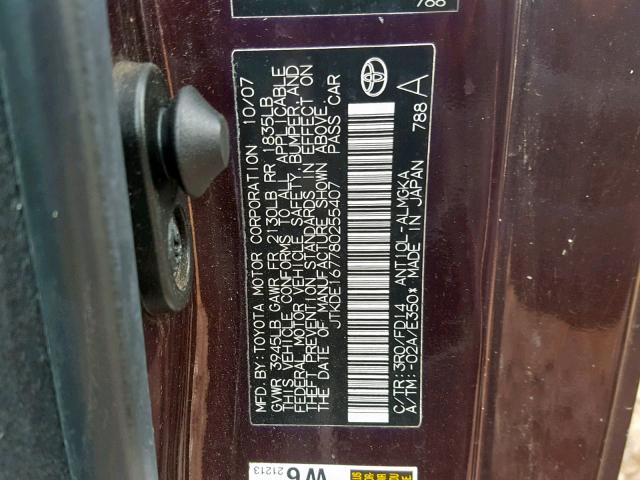 JTKDE167780255407 - 2008 TOYOTA SCION TC 紫色 照片 10