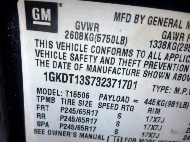 1GKDT13S732371701 - 2003 GMC ENVOY GRAY photo 10