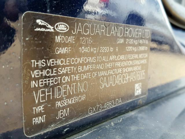 SAJAD4BG9HA976005 - 2017 JAGUAR XE PREMIUM BLUE photo 10