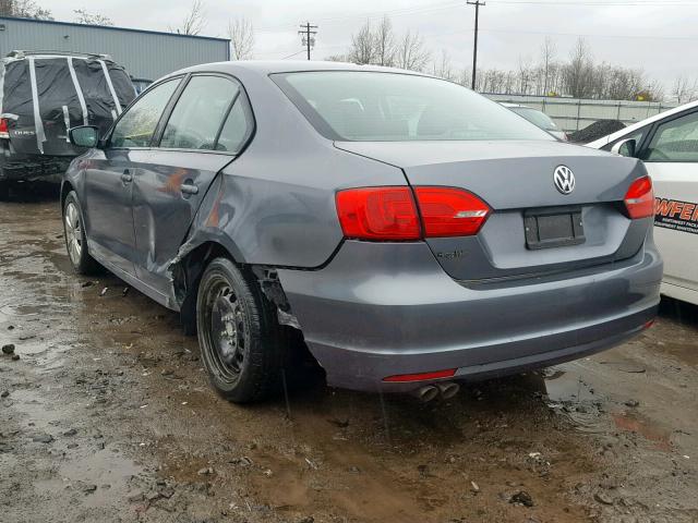 3VW1K7AJ9DM227055 - 2013 VOLKSWAGEN JETTA BASE GRAY photo 3