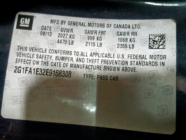 2G1FA1E32E9168308 - 2014 CHEVROLET CAMARO LS BLUE photo 10