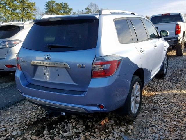 JTEEW41A882011665 - 2008 TOYOTA HIGHLANDER BLUE photo 4