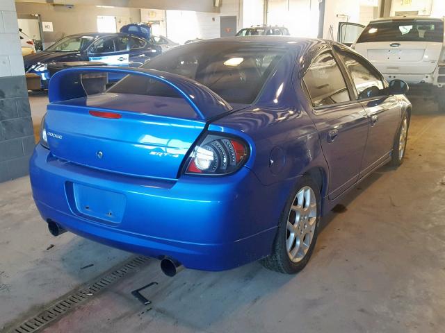 1B3ES66S94D592994 - 2004 DODGE NEON SRT-4 BLUE photo 4