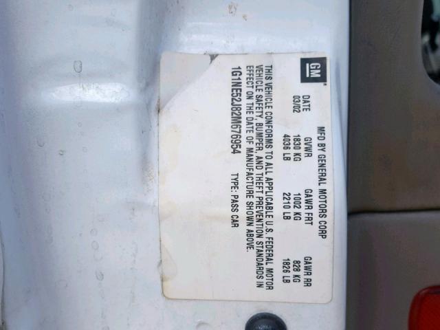 1G1NE52J82M676954 - 2002 CHEVROLET MALIBU LS Ақ фото 10