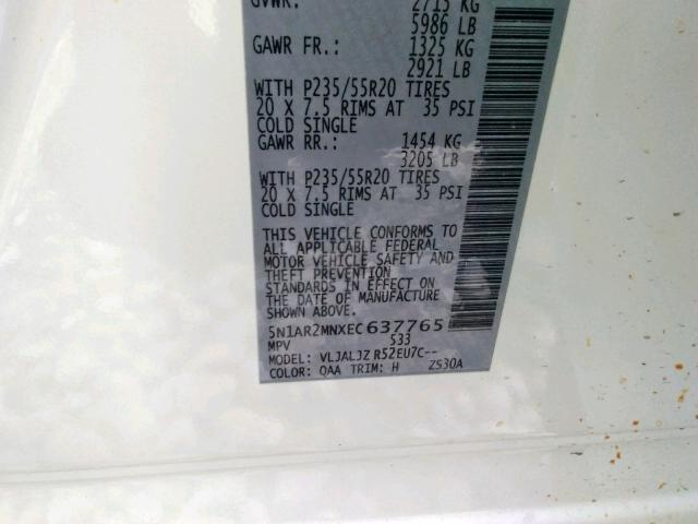 5N1AR2MNXEC637765 - 2014 NISSAN PATHFINDER S  照片 10