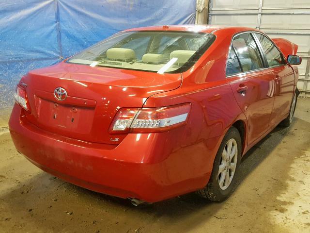 4T4BF3EK6BR210313 - 2011 TOYOTA CAMRY RED photo 4