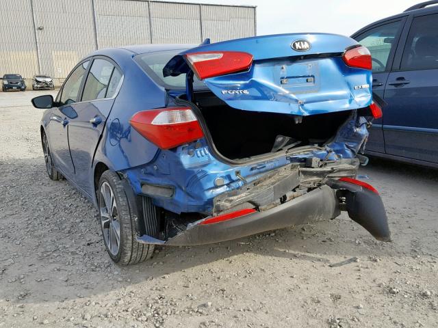 KNAFX4A82F5305834 - 2015 KIA FORTE EX BLUE photo 3