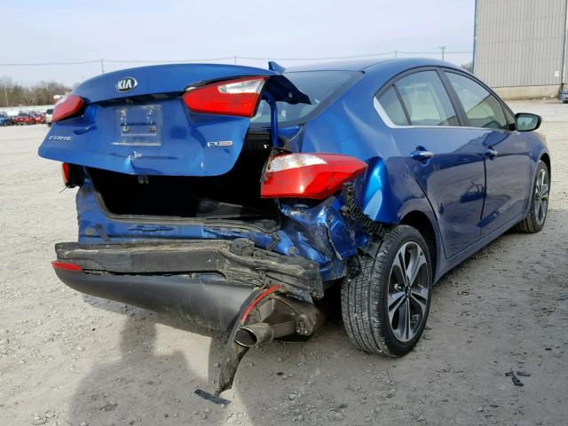 KNAFX4A82F5305834 - 2015 KIA FORTE EX BLUE photo 4