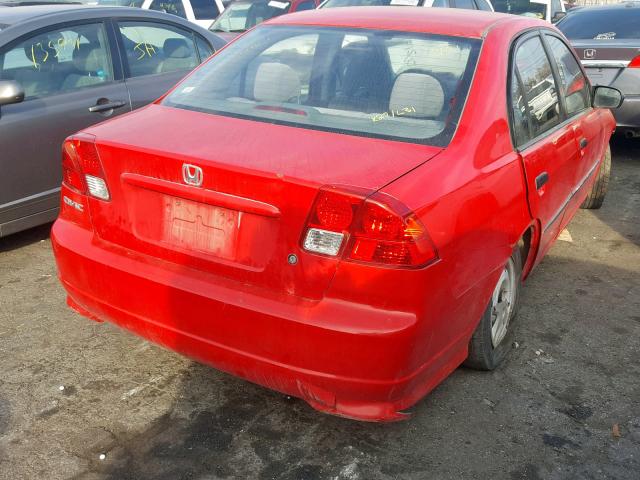 1HGES16375L002150 - 2005 HONDA CIVIC DX V RED photo 4