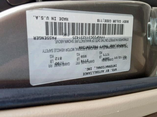 1YVGF22C315231425 - 2001 MAZDA 626 ES TAN photo 10