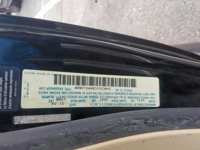 3VWCD31C84M413828 - 2004 VOLKSWAGEN NEW BEETLE შავი ფოტო 10