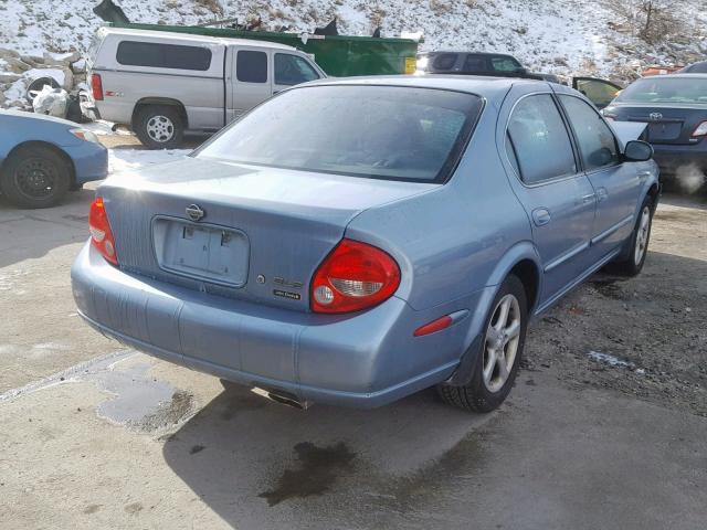 JN1CA31D81T614083 - 2001 NISSAN MAXIMA GXE BLUE photo 4