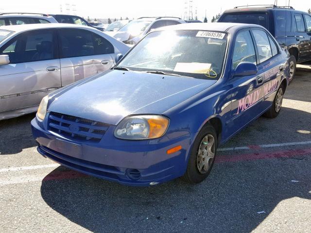 KMHCG45C33U460197 - 2003 HYUNDAI ACCENT GL BLUE photo 2