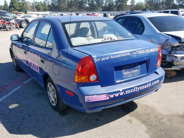 KMHCG45C33U460197 - 2003 HYUNDAI ACCENT GL BLUE photo 3