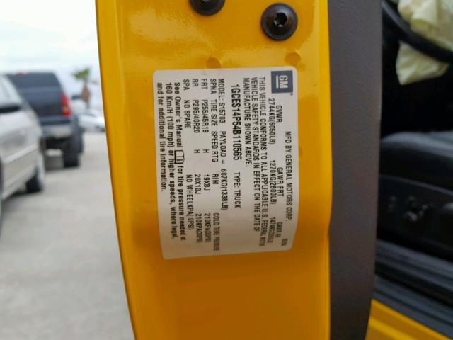 1GCES14P54B110565 - 2004 CHEVROLET SSR 黄色 照片 10