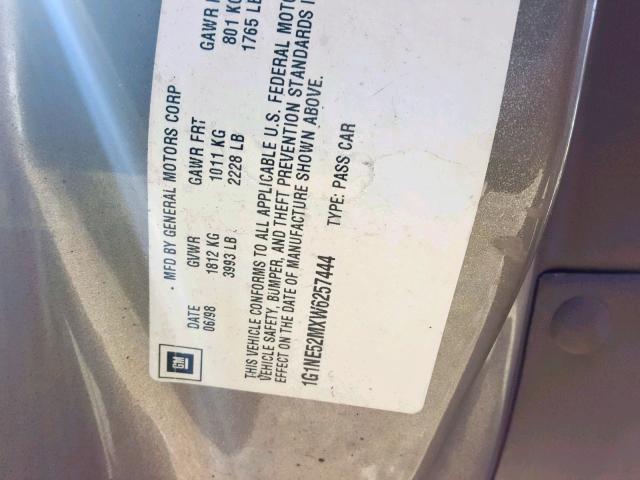 1G1NE52MXW6257444 - 1998 CHEVROLET MALIBU LS GOLD photo 10