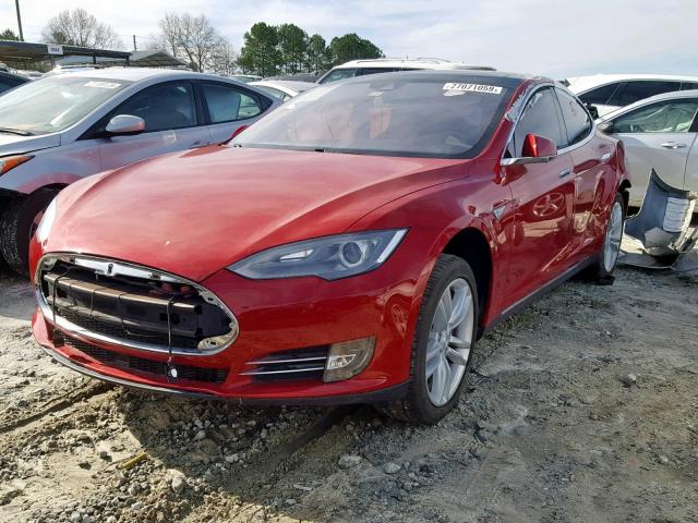 5YJSA1H14FF090854 - 2015 TESLA MODEL S 85 RED photo 2