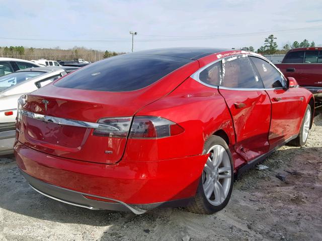 5YJSA1H14FF090854 - 2015 TESLA MODEL S 85 RED photo 4