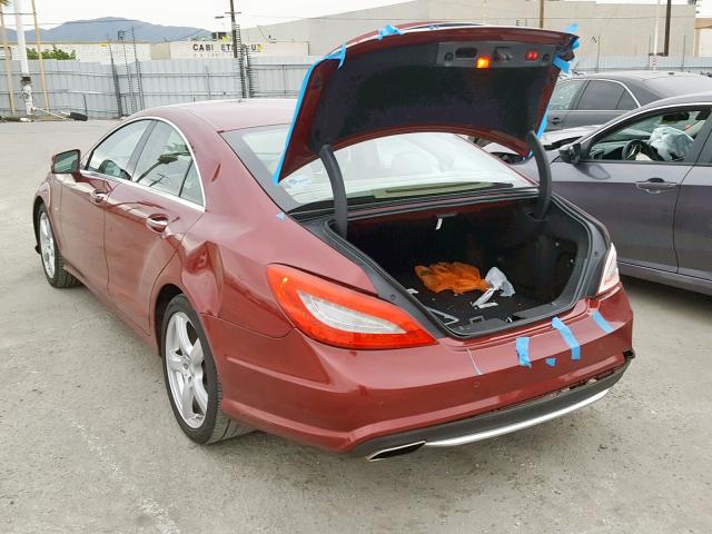 WDDLJ7DB6CA012527 - 2012 MERCEDES-BENZ CLS 550 BURGUNDY photo 3