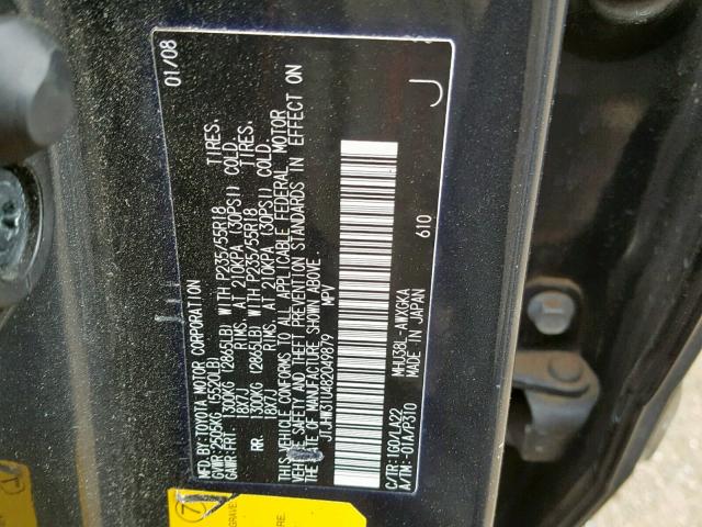 JTJHW31U482049879 - 2008 LEXUS RX 400H GRAY photo 10