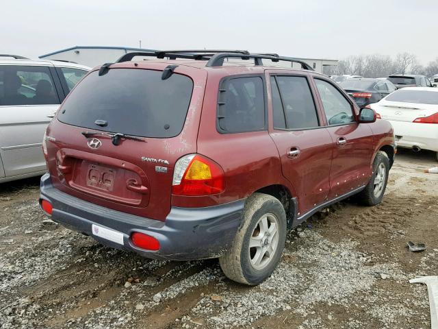 KM8SC13E24U602664 - 2004 HYUNDAI SANTA FE G MAROON photo 4