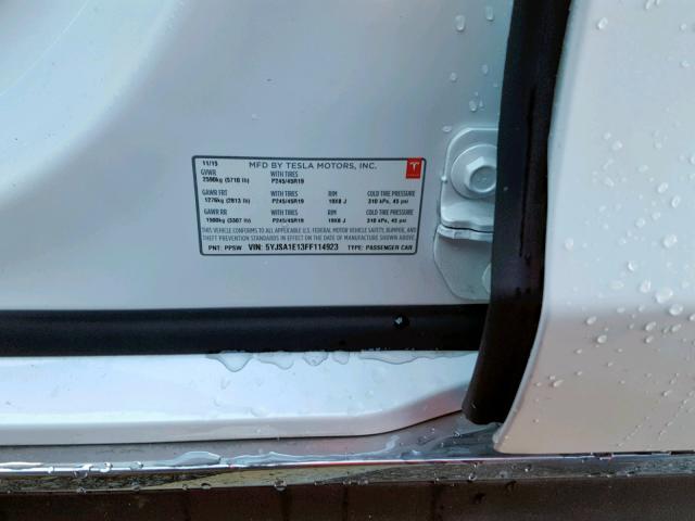 5YJSA1E13FF114923 - 2015 TESLA MODEL S أبيض صورة 10