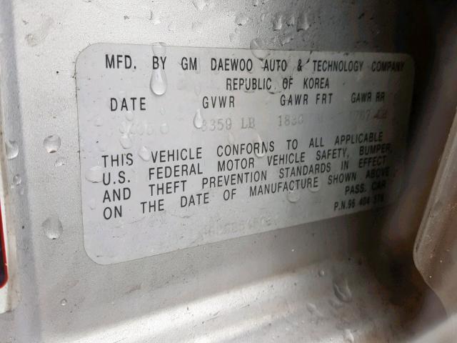 KL1TD56626B545079 - 2006 CHEVROLET AVEO BASE ვერცხლისფერი ფოტო 10