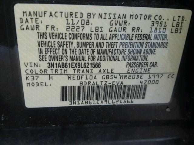 3N1AB61EX9L621566 - 2009 NISSAN SENTRA 2.0 BROWN photo 10