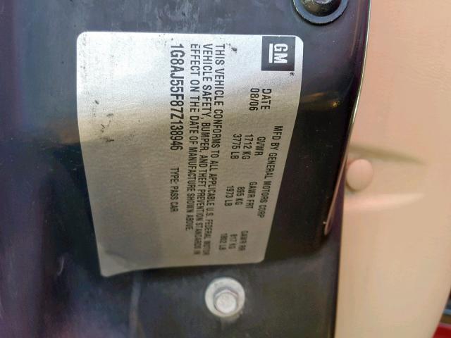 1G8AJ55F87Z138946 - 2007 SATURN ION LEVEL MAROON photo 10