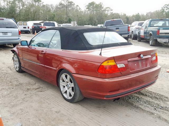 WBABS334X1JY55915 - 2001 BMW 325 CI MAROON photo 3