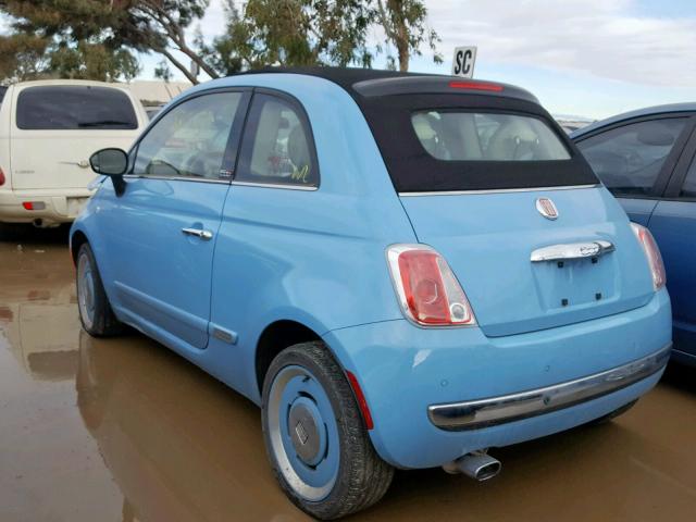 3C3CFFER3FT733181 - 2015 FIAT 500 LOUNGE BLUE photo 3