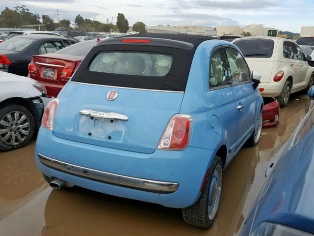 3C3CFFER3FT733181 - 2015 FIAT 500 LOUNGE BLUE photo 4