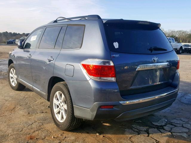 5TDZK3EH4BS027963 - 2011 TOYOTA HIGHLANDER BLUE photo 3