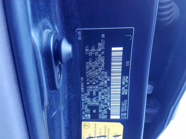 JTJHW31U960010763 - 2006 LEXUS RX 400 GRAY photo 10