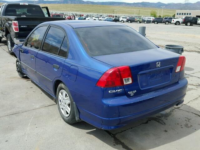 1HGES16384L012930 - 2004 HONDA CIVIC DX V BLUE photo 3