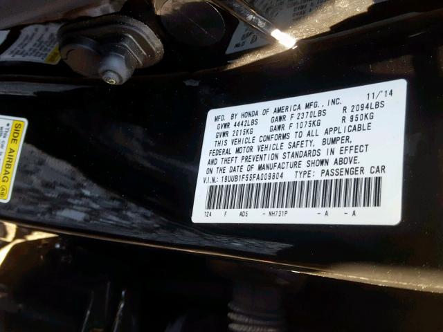 19UUB1F55FA009804 - 2015 ACURA TLX TECH BLACK photo 10