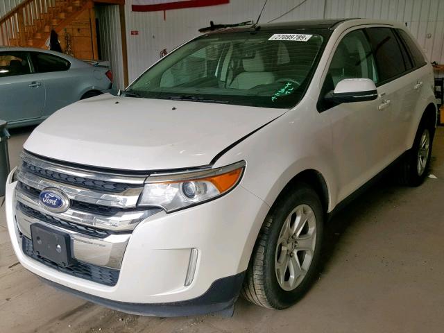 2FMDK3JC5EBA09283 - 2014 FORD EDGE SEL WHITE photo 2