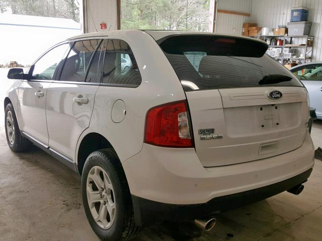 2FMDK3JC5EBA09283 - 2014 FORD EDGE SEL WHITE photo 3