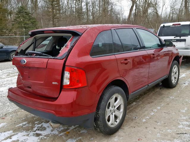 2FMDK3JC6EBA04156 - 2014 FORD EDGE SEL RED photo 4