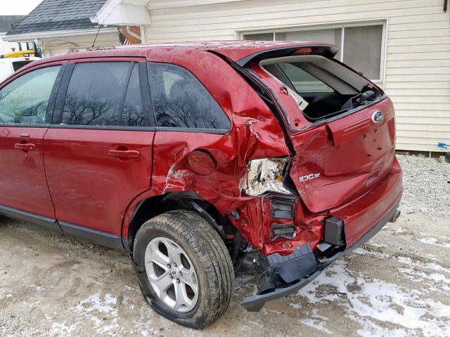 2FMDK3JC6EBA04156 - 2014 FORD EDGE SEL RED photo 9