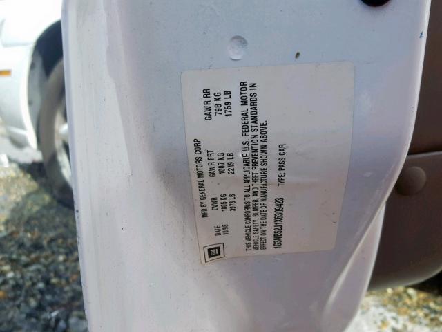 1G3NB52J1X6309423 - 1999 OLDSMOBILE CUTLASS GL თეთრი ფოტო 10