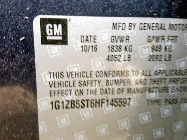 1G1ZB5ST6HF145597 - 2017 CHEVROLET MALIBU LS 蓝色 照片 10