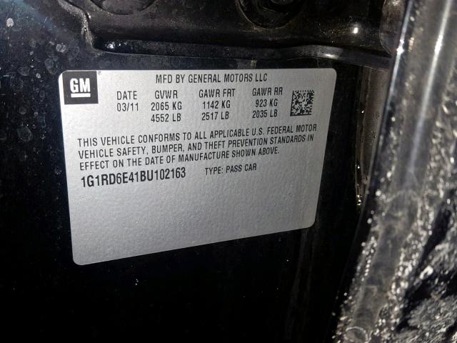 1G1RD6E41BU102163 - 2011 CHEVROLET VOLT BLACK photo 10