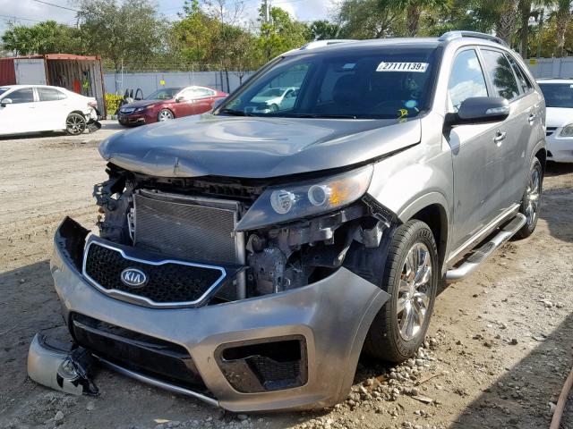 5XYKW4A25BG157373 - 2011 KIA SORENTO SX GRAY photo 2