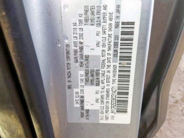 JM1CR293380314071 - 2008 MAZDA 5 SILVER photo 10