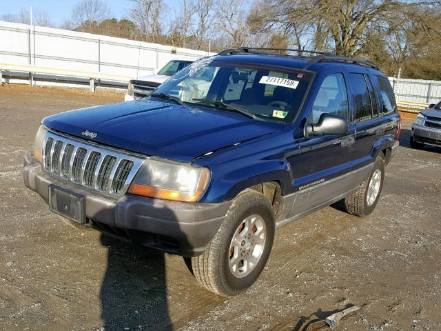 1J4GW48SXYC130768 - 2000 JEEP GRAND CHER BLUE photo 2